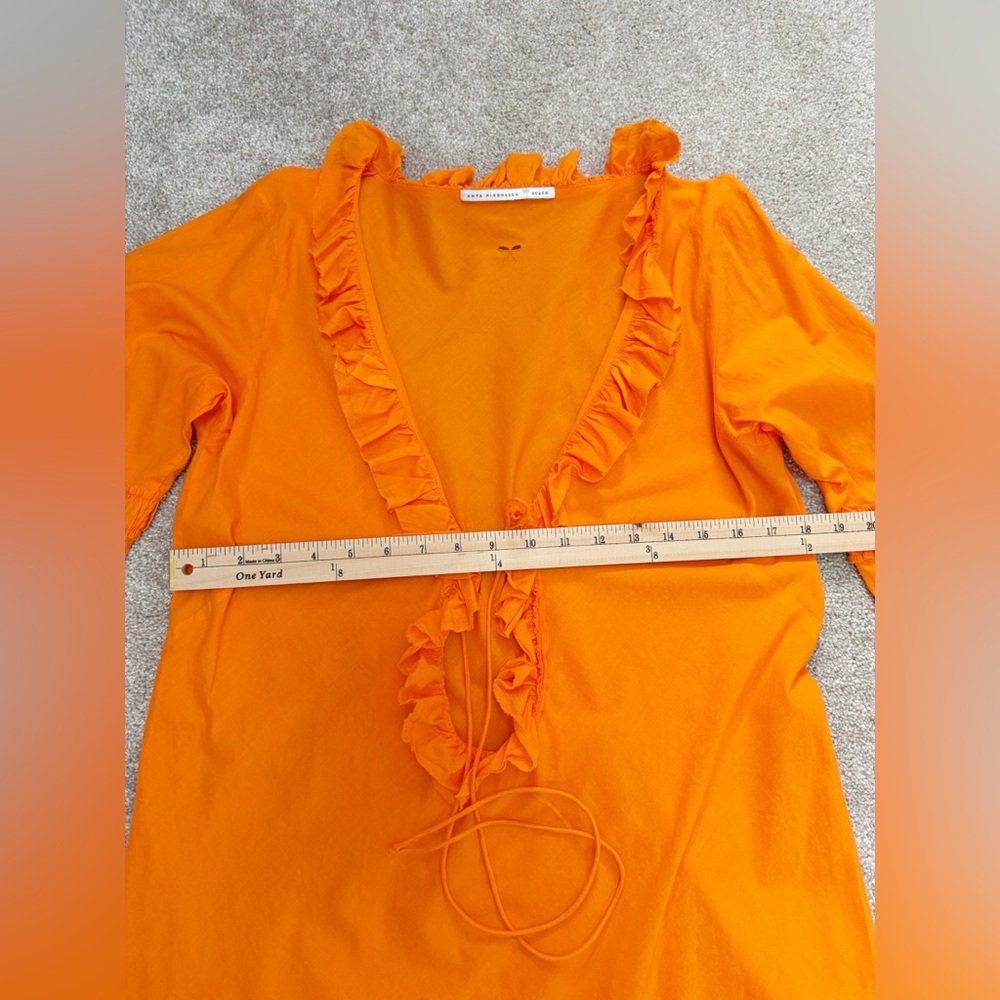 Anya Hindmarch - Orange Ruffled Beach Coverup Dress - 100% Cotton - size Large - Picture 13 of 16